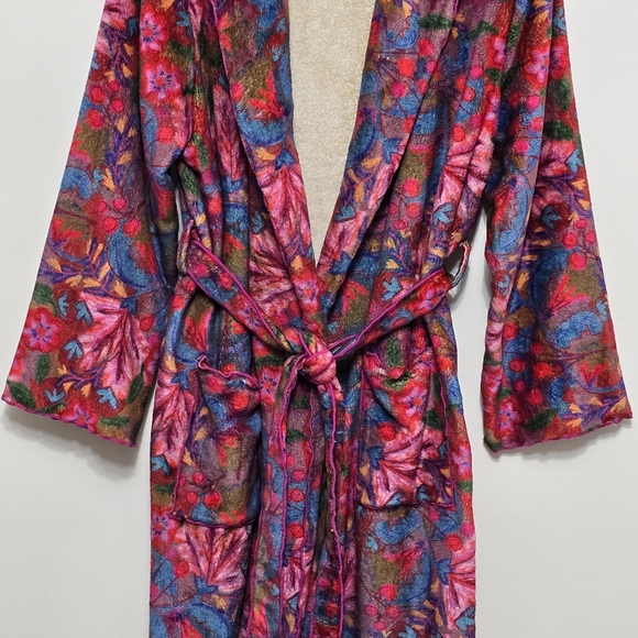 Natural Life Women’s Cozy Blanket Robe XS Belted Super Soft Fleece Floral Dress - Picture 5 of 16